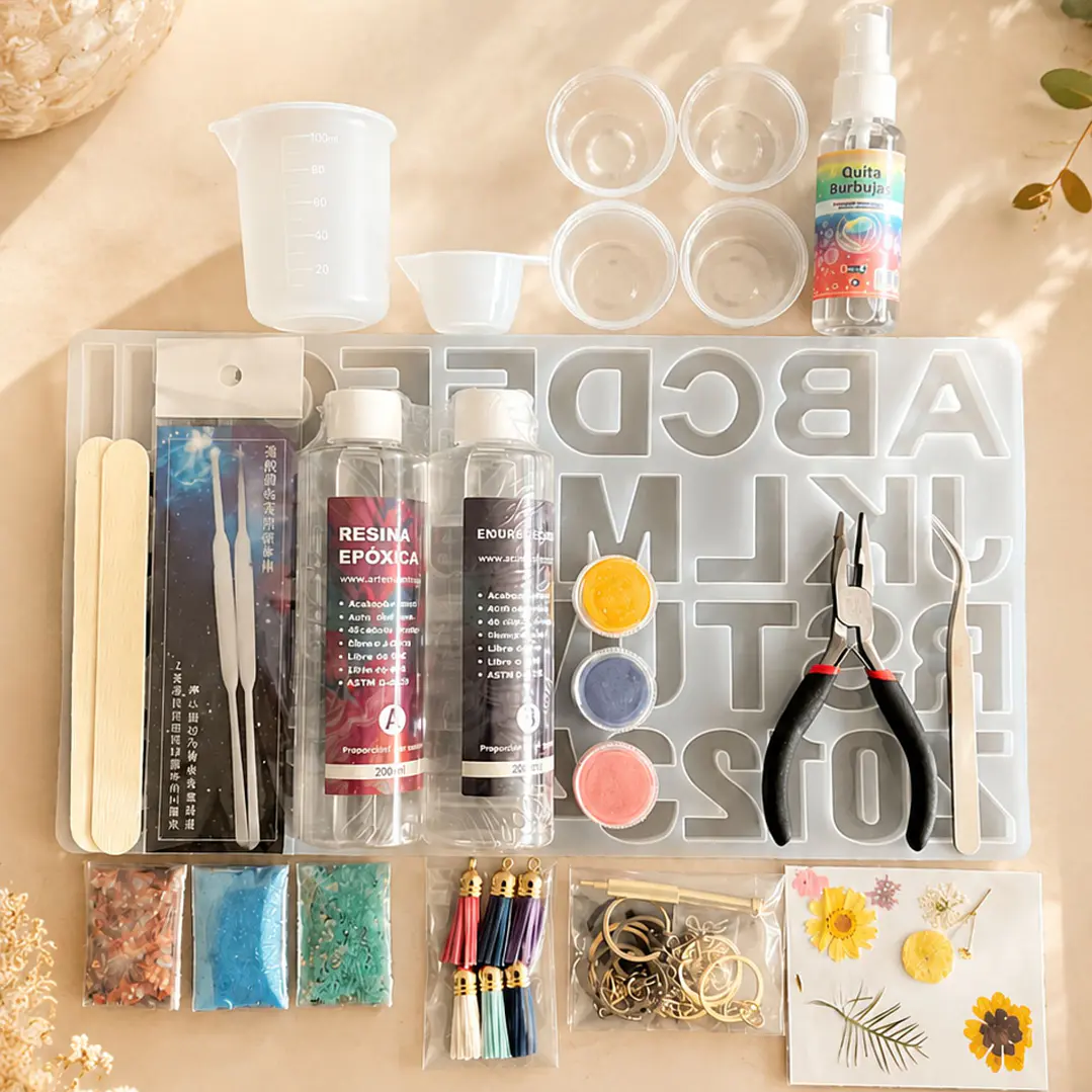 Kit inicial para Llaveros(B) con resina epóxica 400ml, 62pcs.  1