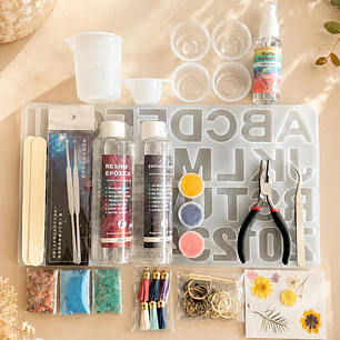 Kit inicial para Llaveros(B) con resina epóxica 400ml, 62pcs. 