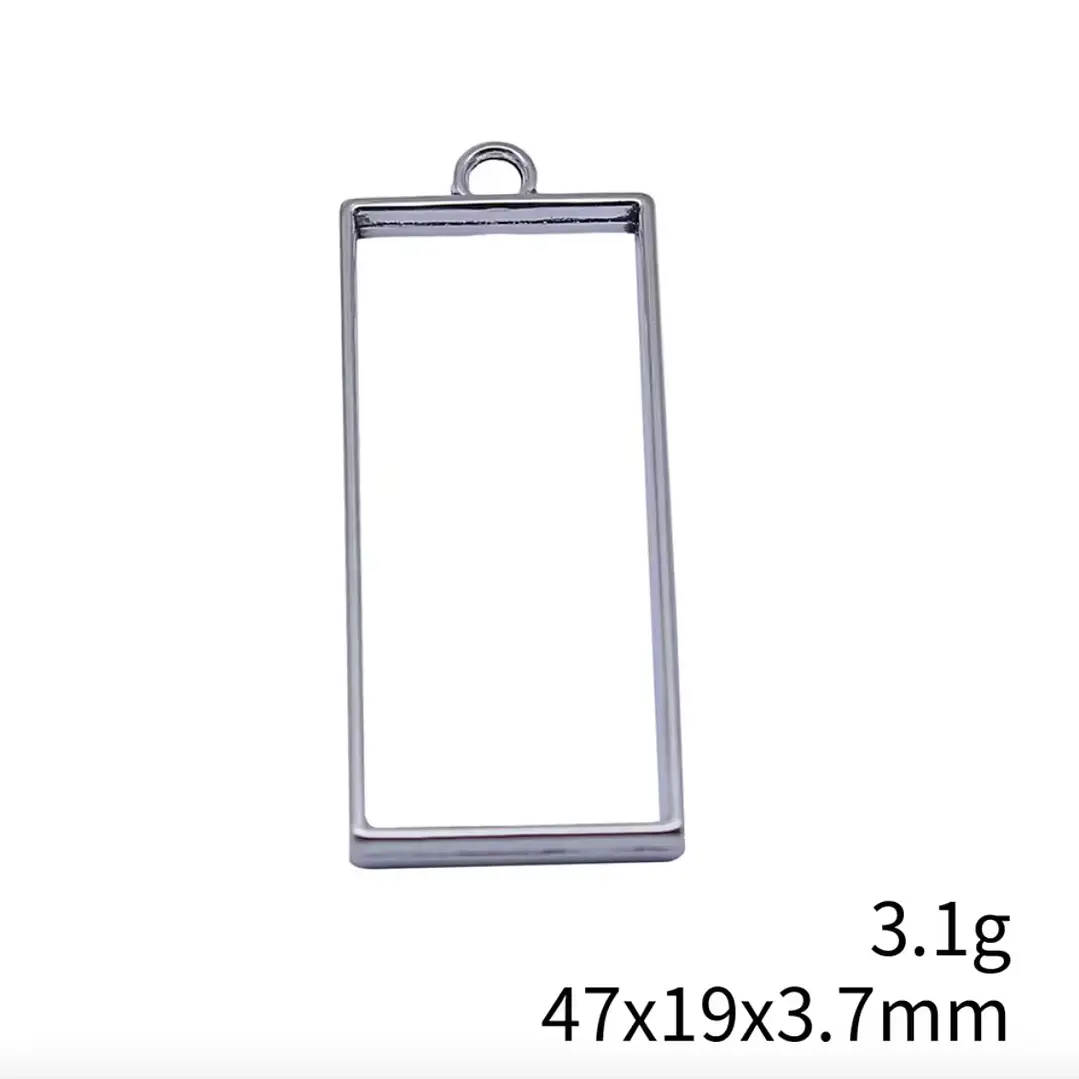 Bisel metálico RECTÁNGULAR, 1,7cm x 4cm, 3 unidades, plateados. 3