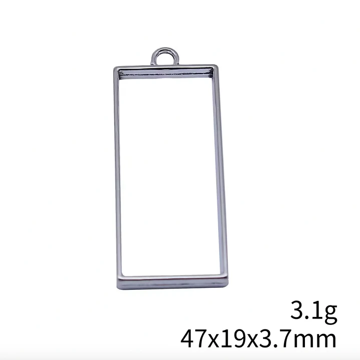 Bisel metálico RECTÁNGULAR, 1,7cm x 4cm, 3 unidades, plateados. 3