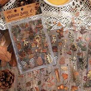 Stickers OTOÑO/FUNGI, fondo transparente, 8 láminas.