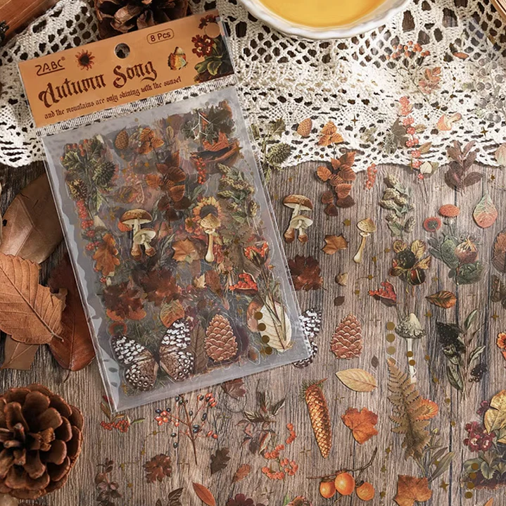 Stickers OTOÑO/FUNGI, fondo transparente, 8 láminas. 1