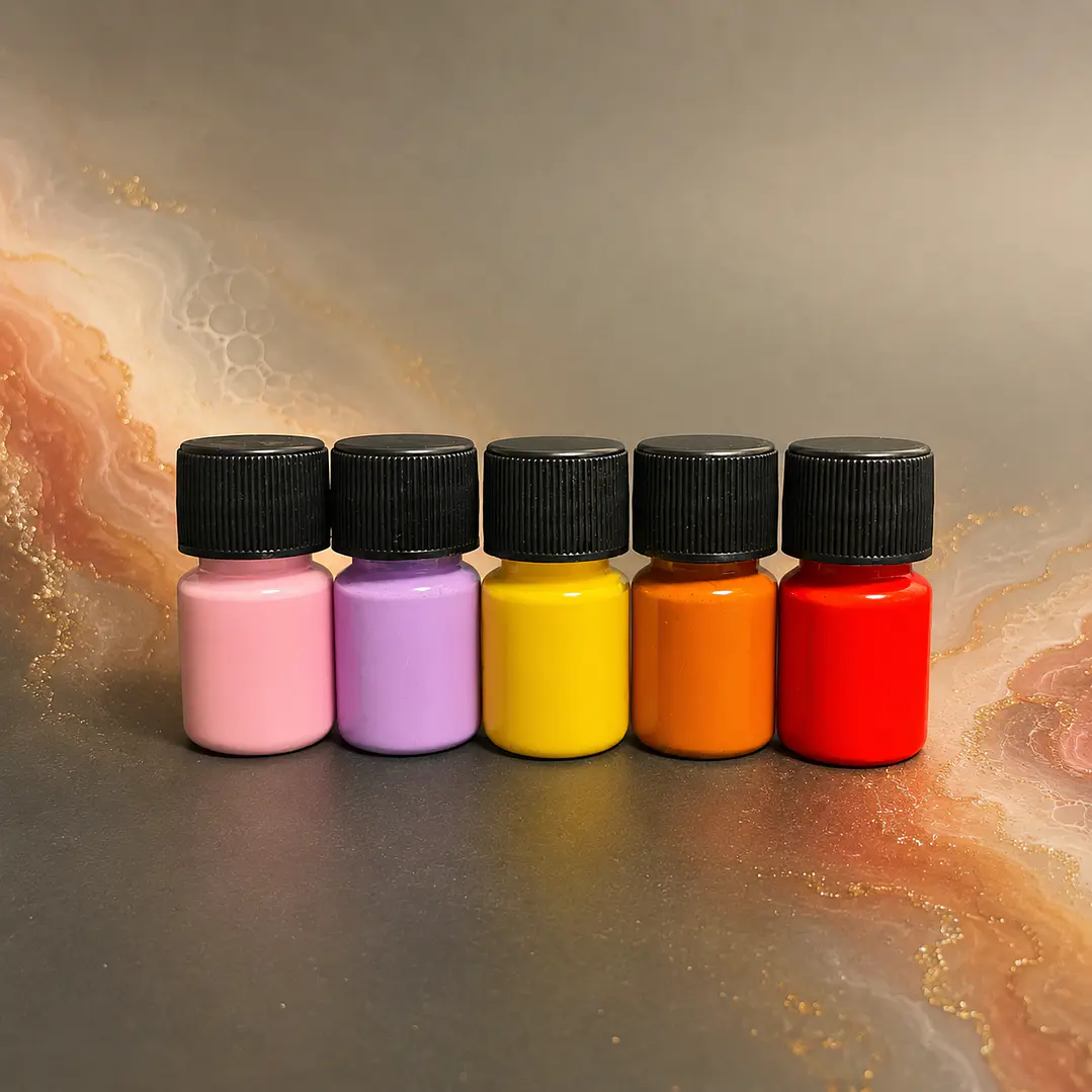 Set cinco pigmentos en pasta colores gama cálida. 1