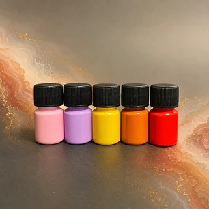Set cinco pigmentos en pasta colores gama cálida.