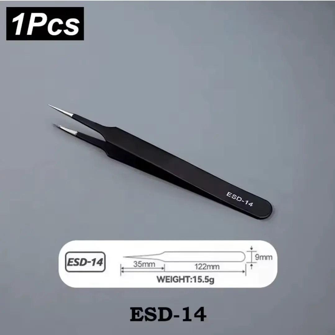 Pinza metálica de precisión acero recta ultra fina. 1