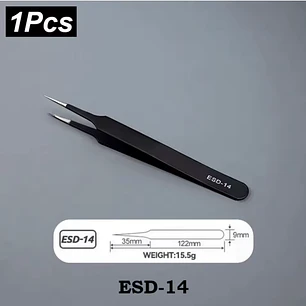 Pinza metálica de precisión acero recta ultra fina.