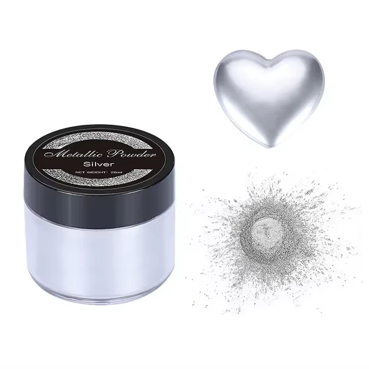 Pigmento en polvo metalizado PLATEADO, alta concentración, 20ml. 1