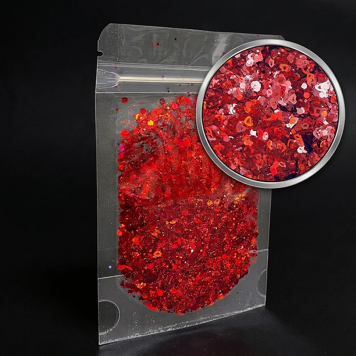 Shunky glitter/ lentejuelas AMOR, 10g, rojo intenso. 1