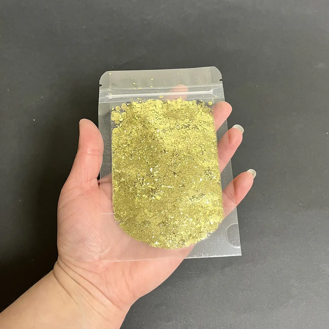 Shunky glitter/ lentejuelas SUPER GOLD, 10g, dorado con estrellas. 2