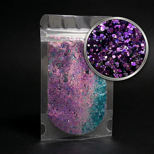 Shunky glitter grueso SIREN, 10g, camaleón púrpura y verde.