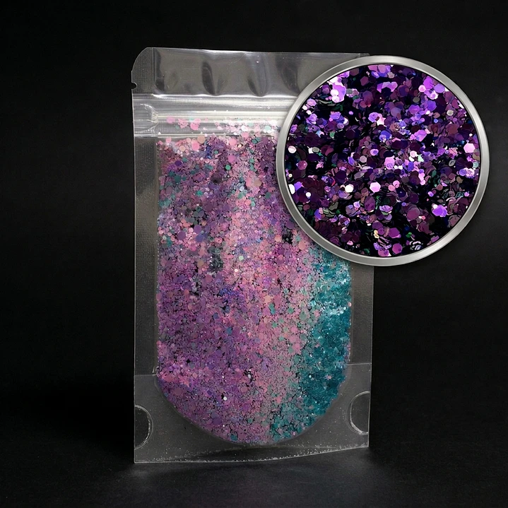Shunky glitter grueso SIREN, 10g, camaleón púrpura y verde. 3