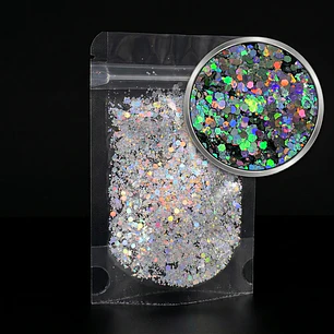 Shunky glitter grueso SILVER FUN, 10g, holográfico.