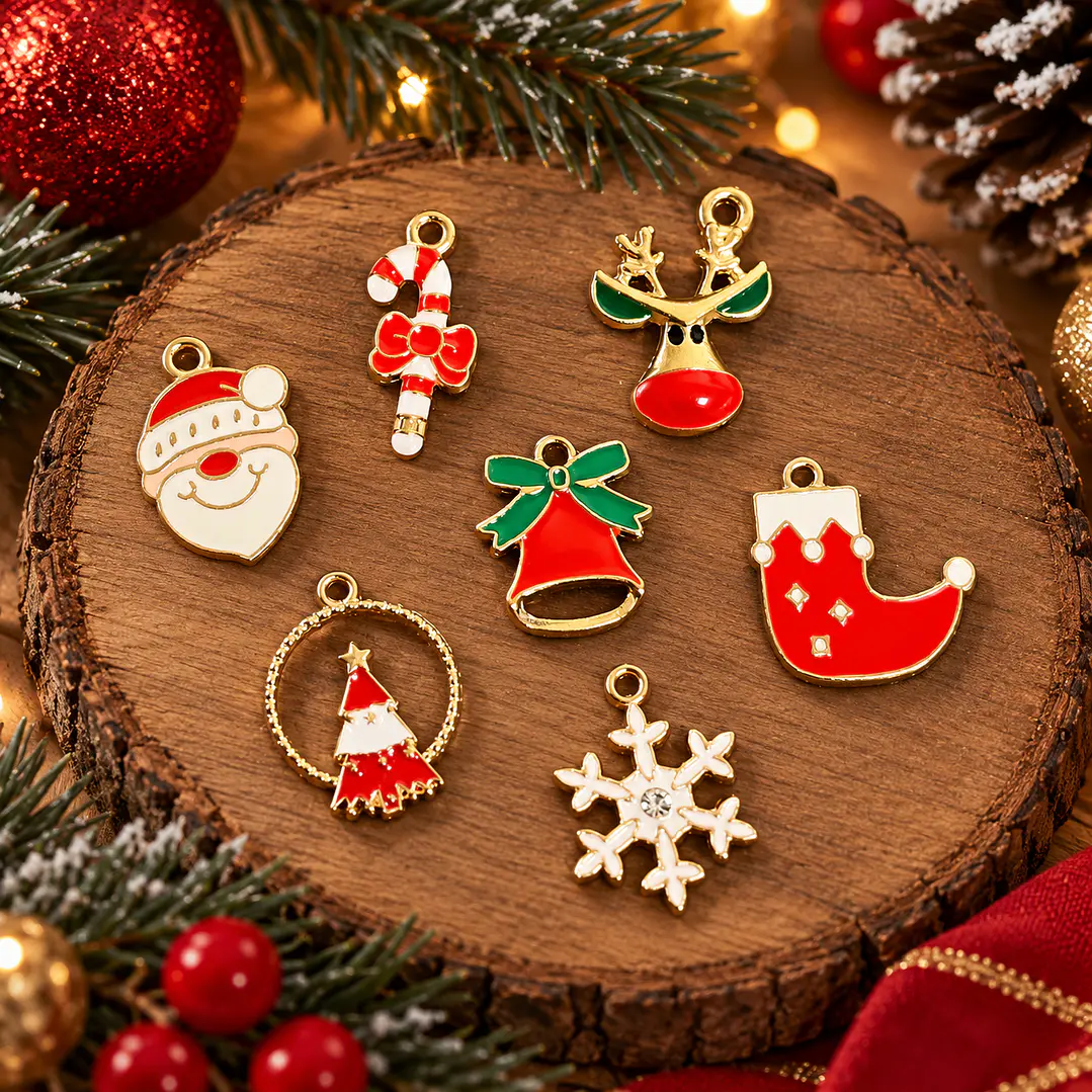 Abalorios/dijes metálicos Navidad, 7pcs mixtas al azar. 1