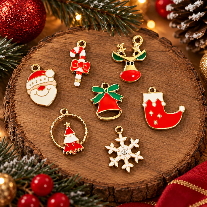 Abalorios/dijes metálicos Navidad, 7pcs mixtas al azar. 1