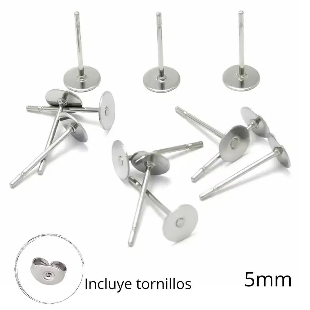 Bases para aros 5mm, acero inoxidable. 10 pares. incluye tornillos. 1