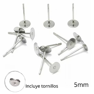 Bases para aros 5mm, acero inoxidable. 10 pares. incluye tornillos.
