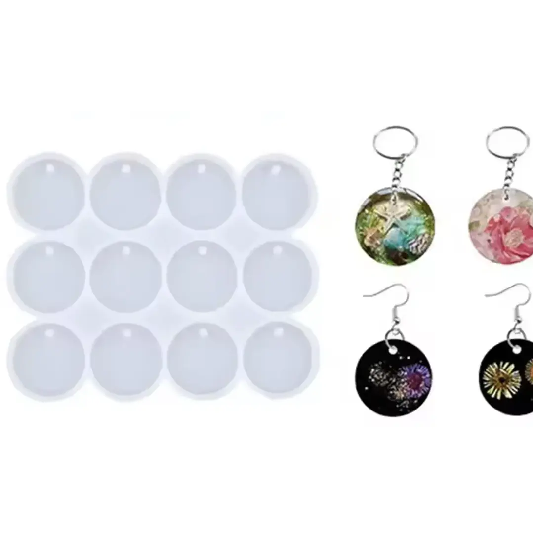 Molde de silicona doce círculos 3,5cm diámetro, con perforación.  1