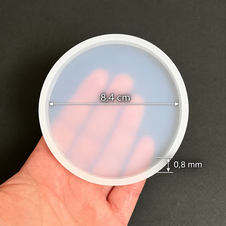 Molde de posavasos circular, 8,4cm diámetro, plano liso. 2