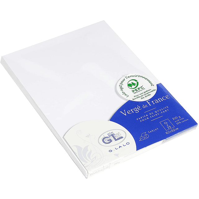 25 Cartas C6 -  Vergé de France 210g - Extra Blanco