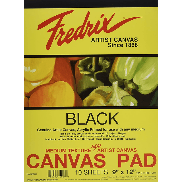 Bloc de tela negra Mixed Media Fredrix Canvas - (4 tamaños)