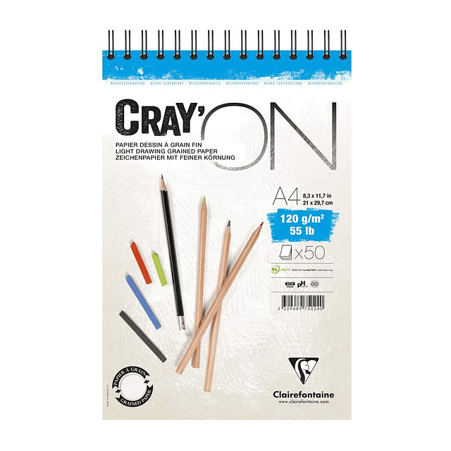 Bloc dibujo Cray'ON Micro-perforado con espiral 120 g (2 tamaños)