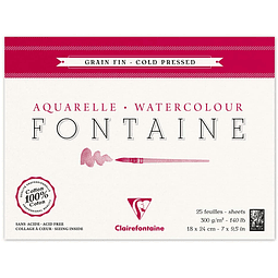 Bloc "Fontaine"grano fino Acuarela encolado en 4 lados