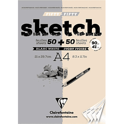 Bloc Sketch "Fifty-Fifty" hojas blancas y marfil