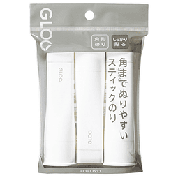 Kokuyo Gloo Paquete de 3 tamaño M - Pegamento en barra - Firme