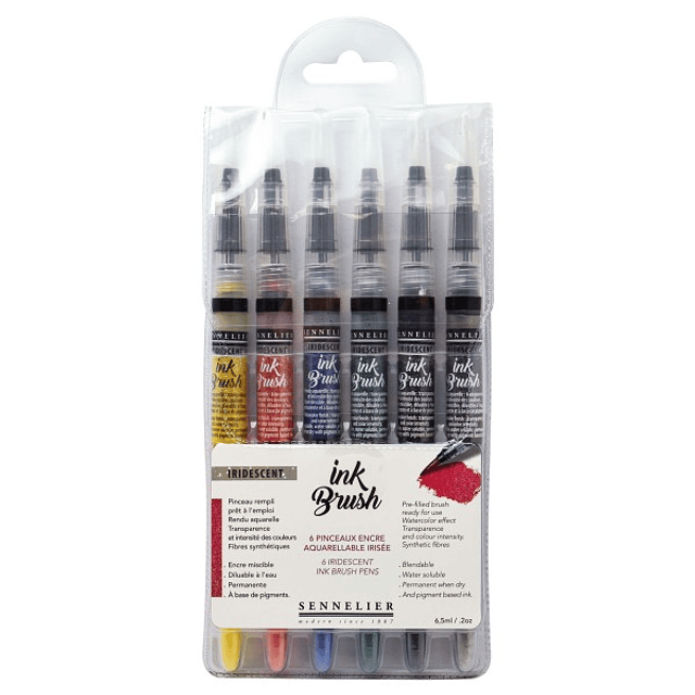 SENNELIER – Set de 6 Ink Brush colores iridiscentes 