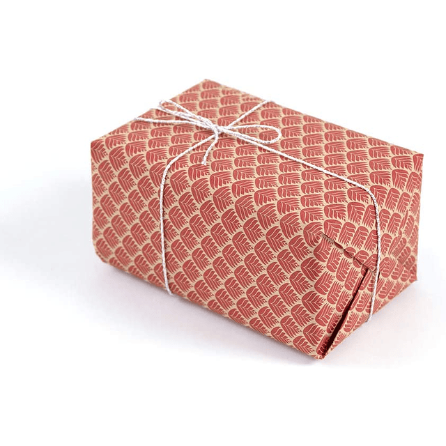 Rollo de papel de regalo Kraft - Flores Rojas 5 m x 0,35 m