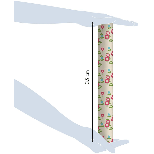 Rollo de papel de regalo - "Flores Rojas" 5 m x 0,35 m