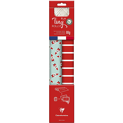 Tiny Rolls con 2 rollos de papel de regalo 5 x 0,35 m + 1 rollo de cinta de regalo + etiquetas de regalo rojo/azul
