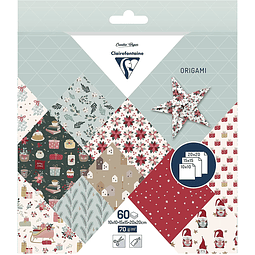 Pack Origami 60 hojas 3 tamaños - Navidad Acogedora