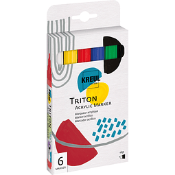 KREUL Triton Acrylic Marker edge Juego de 6 marcadores puntas biselada