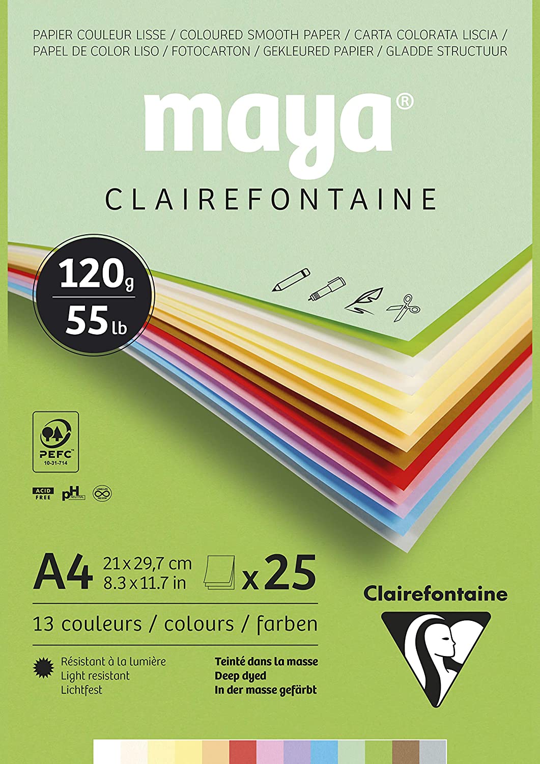Bloc papel de dibujo Maya 25 hojas colores pastel, 120g