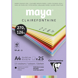 Bloc papel de dibujo Maya 25 hojas colores pastel, 270g