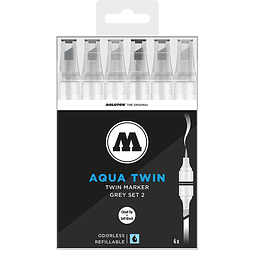 Molotow Aqua Twin Dual Tip Marker - Set Grises 2