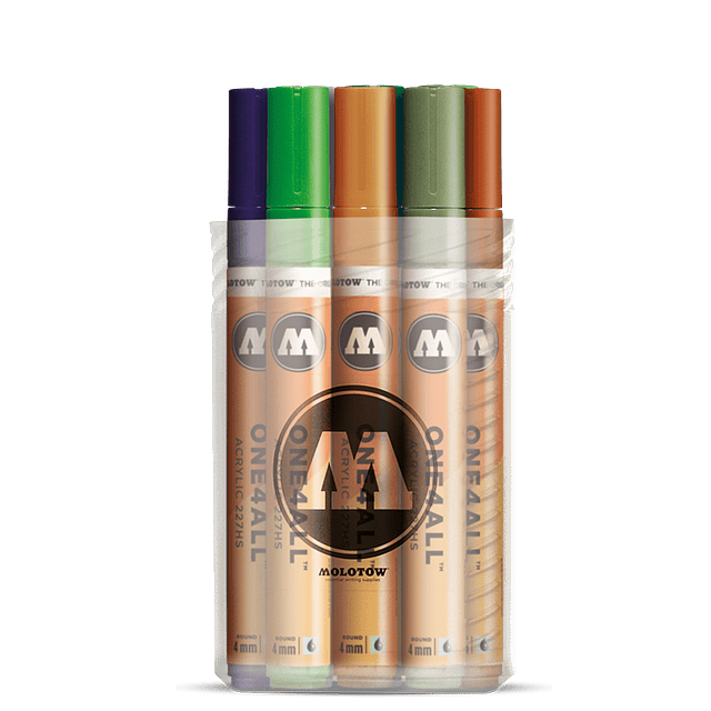 Molotow Marker Acrilico ONE4ALL Basic Set Di 3 - 4 Mm, Ricaricabili, Per Graffiti E Superfici Multiple - Foto 4