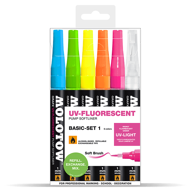 Pump Softliner UV-Fluorescent 1mm Wallet Basic-Set 1 6 pcs. 