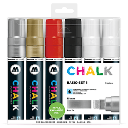 Set Marcadores Efecto Pizarra - Chalk marker 15mm Wallet Basic-Set 1 