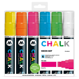 Set Marcadores Efecto Pizarra - Chalk marker 15mm Wallet Basic-Set 2 6 pcs. 