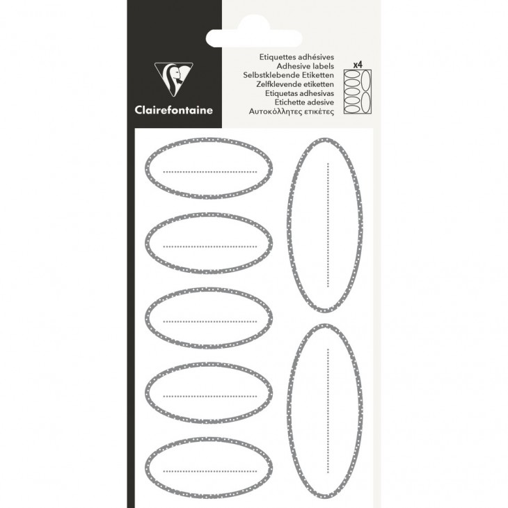 28 Etiquetas adhesivas Ovaladas, Plata