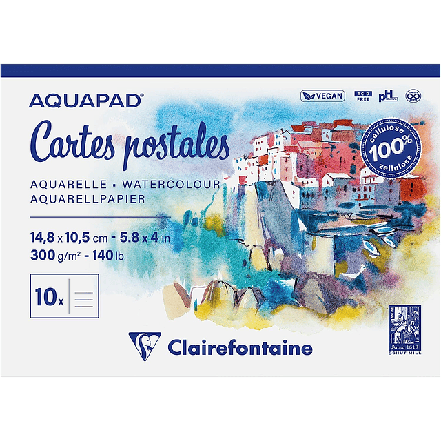 "AquaPad"  PostCards y Libretas de Acuarela grano medio fino 