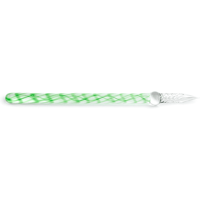 Pluma de cristal recta (16cm) Verde