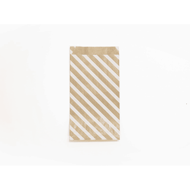 Bolsas de papel kraft, 11 x 21 + 5 cm - Rayas Blancas