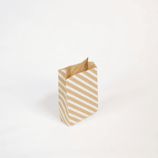 Bolsas de papel kraft, 11 x 21 + 5 cm - Rayas Blancas
