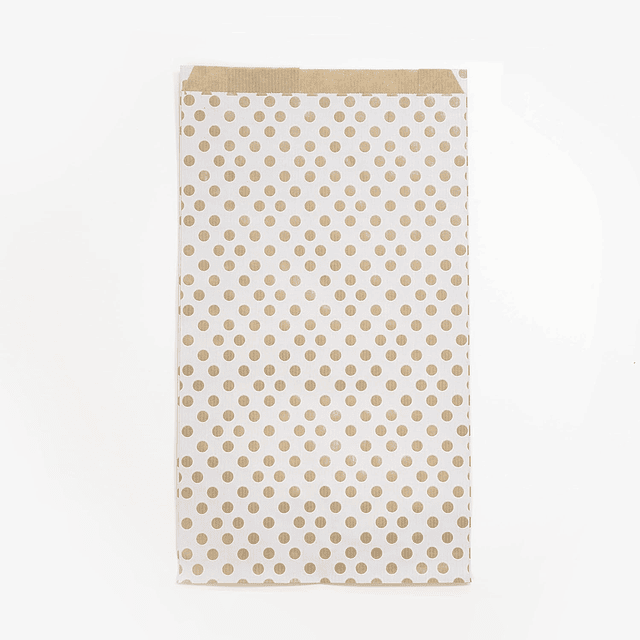 Bolsas de papel kraft, 21 x 37 + 7cm - lunares sobre fondo blanco