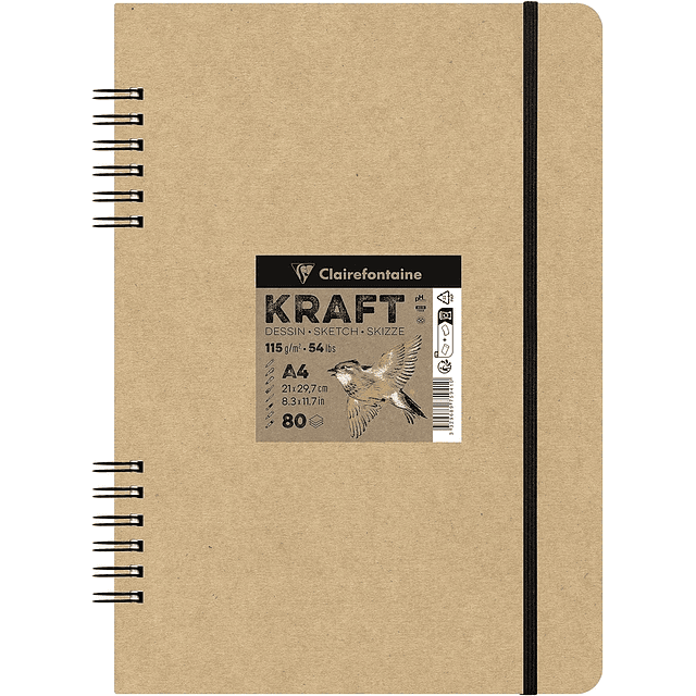Cuaderno anillado Kraft marrón 115g - 2 tamaños