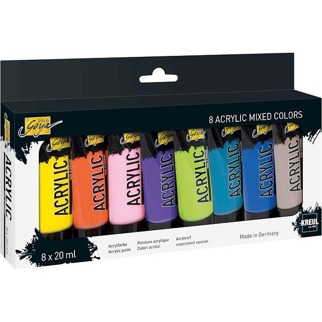 SOLO GOYA Acrílico Tubos 20 ml Set de 8 - Multicolor