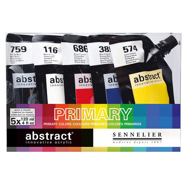 Set de 5 Acrílicos Abstract - Colores Primarios